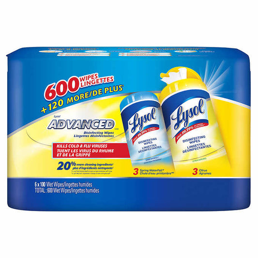 Lysol Advanced Disinfecting Wipes (6 Pack / 600 Wipes)